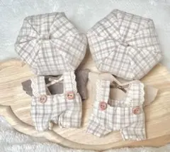 ちびぬい服＊ナチュラルチェック双子コーデ＊シミラールック＊