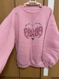 ピンク ハートプリント スウェット
