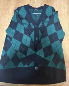 ダイヤモンド模様カーディガン XL