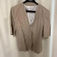 ZARA ベージュ ノーカラージャケット Sサイズ