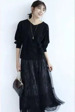ジャスグリッティー 美品 チュールスカート SK ブラック 黒
