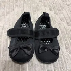 フォーマル 黒 リボン付き ベビーシューズ 13cm