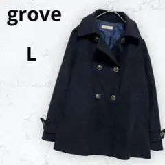 グローブ ピーコート L ブラック 金縁ボタン 裏地ネイビー 綺麗め 上品 防寒