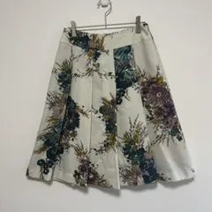 【キャサリンロス】花柄プリーツスカート/膝丈/華やか上品/総柄/エレガント/Mのサムネイル