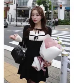 Darich リボンファーフレアニットミニワンピース FL