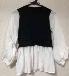 レイヤードデザイン長袖シャツ Mサイズ