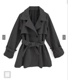 GRL 襟2Wayリボンベルト付きフェイクウールトレンチコート kz568