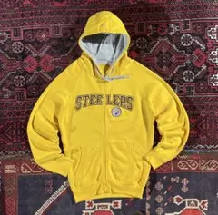 USA古着 NFL スティーラーズ フルジップ パーカー イエロー S
