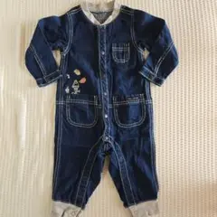 デニムボタン付きジャンプスーツ