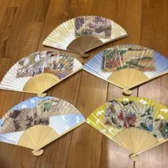 國學院大学　絵巻物 扇子 5本セット 和装小物