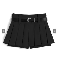 インパン裏地・ベルト付きプリーツミニスカートパンツ 【at2470］