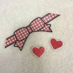 デコうちわ　パーツ リボン ハート セット 赤 レッド