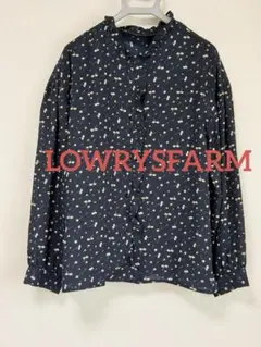 ★LOWRYSFARM★ネイビー 花柄 フリルブラウス長袖M