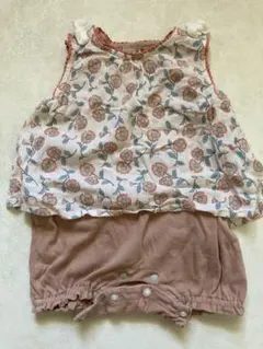 petit main 花柄ロンパース 80