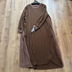 新品 スコットクラブ 定価￥1万6500円 ロングワンピース 異素材 プリーツ
