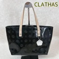 CLATHAS クレイサス エナメルトートバッグ 黒 レザー チャーム付