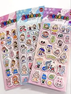 可愛い　ラブブ白ラメ ラメシール　セット