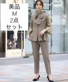 専用　2WAYボウタイシアーペプラムブラウス・テーパードパンツ セットアップ