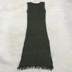 y2k フェアリーコア ニット ワンピース ノースリーブ フリンジ 平成ギャル