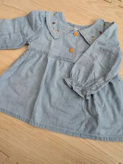 刺繍付きデニム風長袖シャツ 80サイズ