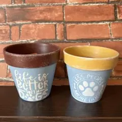 犬メッセージ付き陶器鉢2個セット