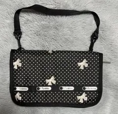 【未使用】レスポートサックLeSportsac ドット柄リボン ポーチ ブラック