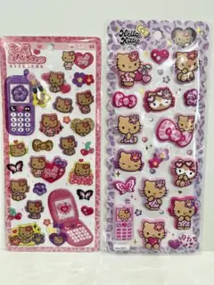 サンリオ　日焼けキティ マシュマロシール　平成はっぴーフォン　2種セット