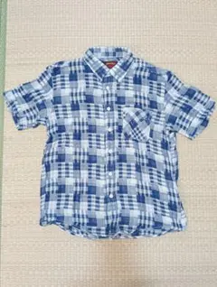 BEAMS チェック柄 半袖シャツ ネイビー Lのサムネイル