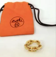 極美品 HERMES エルメス シェーヌダンクル スカーフリング ゴールドのサムネイル