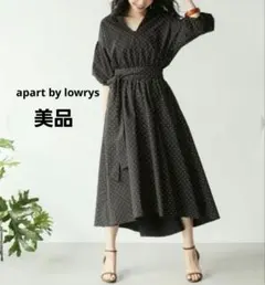 美品　apart by lowrys　シャツワンピース　ドット　黒　七分袖
