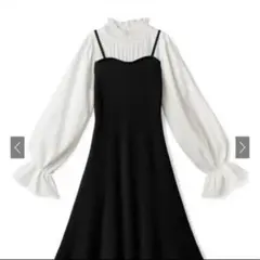 GRLブラウスドッキングフレアニットミニワンピース[dr356]