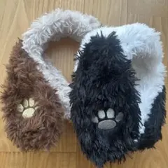 USJ スヌーピー 耳当て 黒 茶 ２個セット