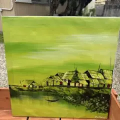 ベトナムの油彩画 自転車と建物の風景 - メルカリ