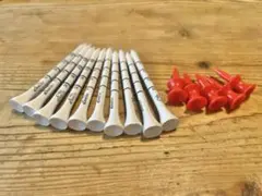 竹製メモリ付きロングゴルフティー 8.3㎝10本+ショートティー5本　セット