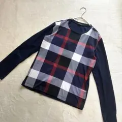 美品✨ブラックレーベルクレストブリッジ 長袖カットソー　チェック M ネイビーのサムネイル