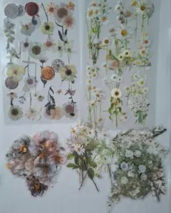 2 花柄透明ステッカーシール　セット　コラージュ素材　まとめ売り