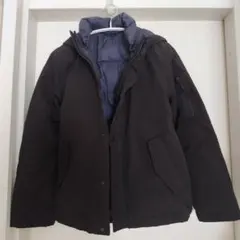 GUフード付きダウンジャケット　ブラック　ネイビー