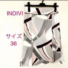 INDIVI 幾何学模様 タイトスカート サイズ36