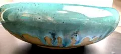 陶器製 水鉢 睡蓮鉢 浅鉢 ターコイズブルー