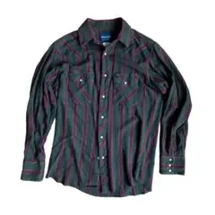 【ヴィンテージ】Wrangler ウエスタンシャツ ストライプ柄 Mサイズ