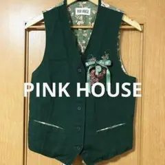 【素敵なデザイン❗️】PINK HOUSE 白薔薇 総柄 ジレベスト Y2K