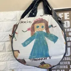 ハンドメイドバックデニムリメイクパッチワークおっきなころりんバック2way