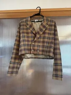 x-girl チェック柄 クロップドジャケット