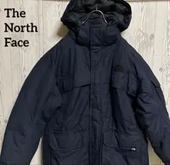 ノースフェイス　ダウンジャケット　メンズL　ネイビー紺　マウンテンパーカー　古着