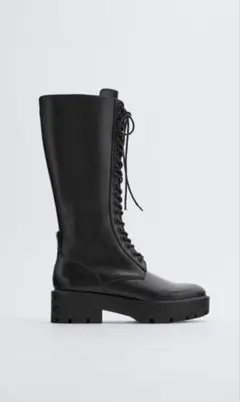 ZARA ザラ　レースアップ膝上フラットフォームブーツ　サイズ38