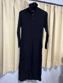 UNIQLO ハーフジップニットワンピース ブラック Lサイズ