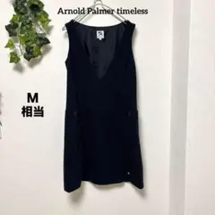 美品【アーノルドパーマー 】Vネックワンピース 紺 2 春ワンピ シンプルＭ相当のサムネイル