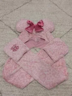 【レア】ディズニー ファンキャップ マフラー ミニー ヒョウ柄 ピンク