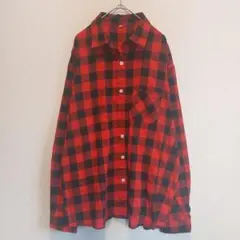 赤と黒のチェックネルシャツ 【XL】古着 アメカジ