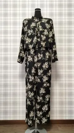 詩仙堂❁ボレロとパンツのセットアップ❁フラワープリント/ちりめん/日本製
